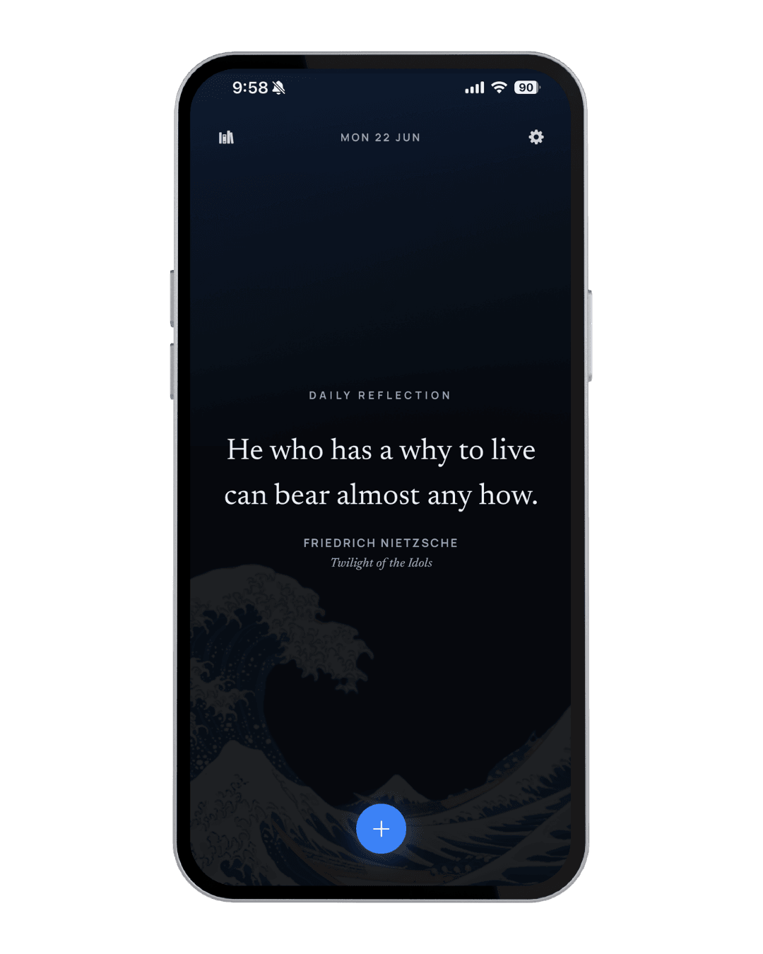 Michi daily reflection screen with the Blue accent theme